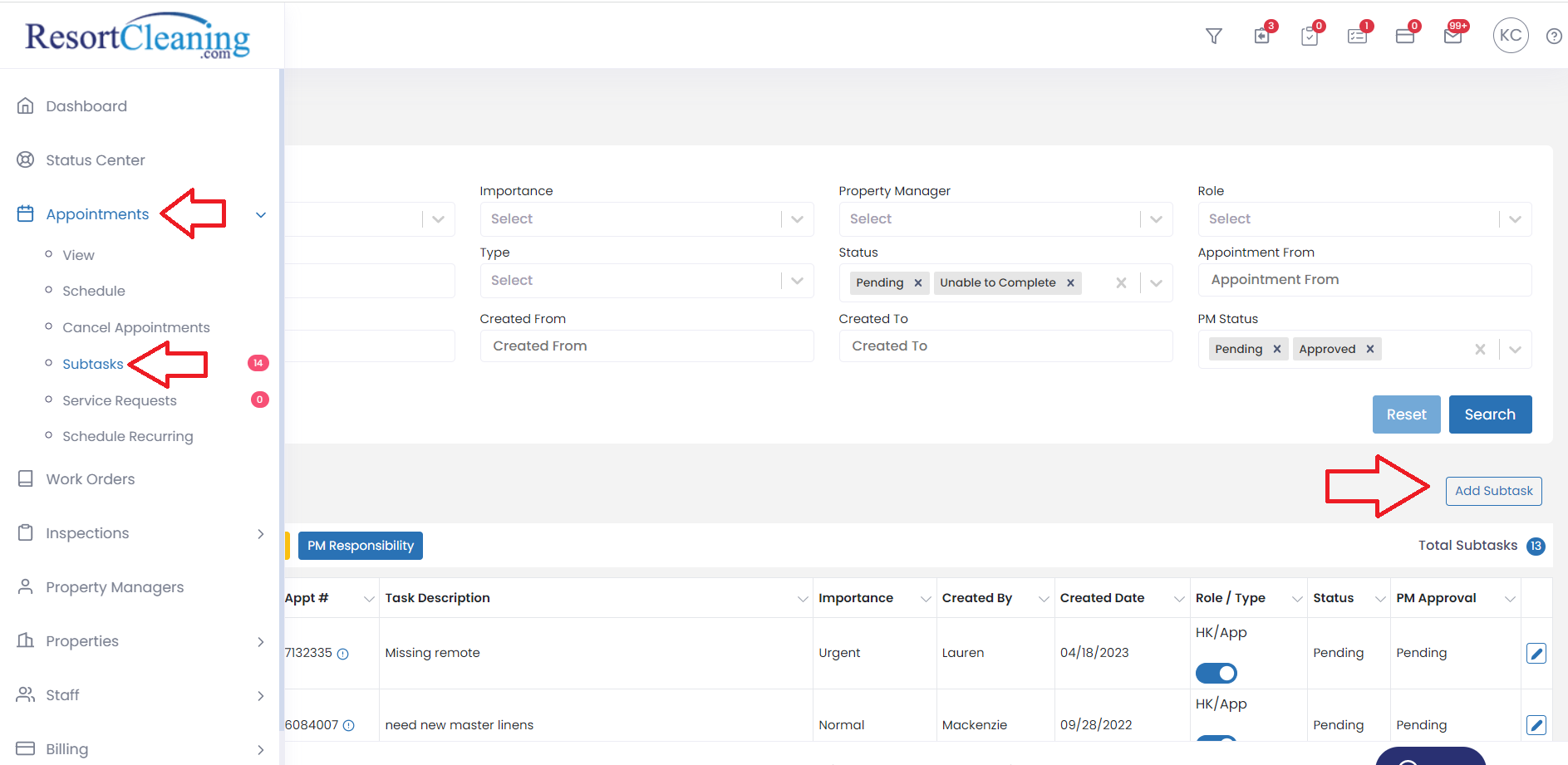 Configuring and Using Subtasks – Resort Cleaning